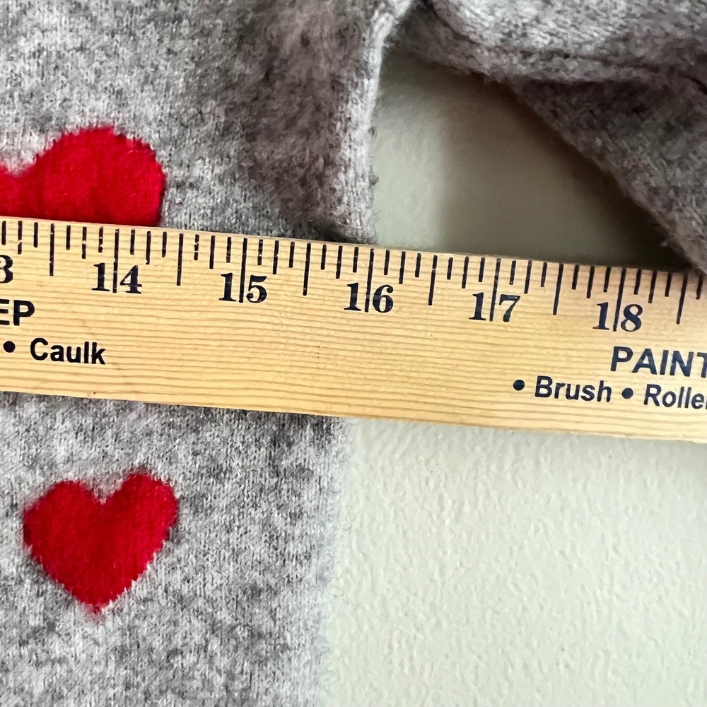 Philosophy Cashmere Sweater S Heart Print Gray Red Crew Neck Pullover Luxury - Picture 8 of 10